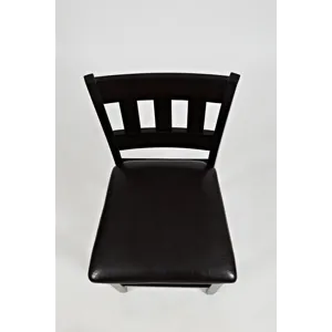 Dark Rustic Prairie Five Piece Counter Height Dining Set Table And 4 Faux Leather Stools