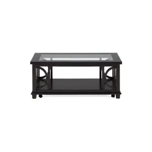 Panama Brown Contemporary Wood And Glass Coffee Table