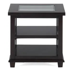 Panama Brown Contemporary Wood And Glass End Table