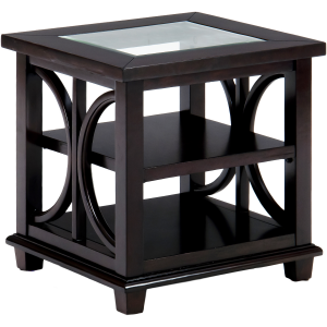 Panama Brown Contemporary Beveled Glass End Table with Concentric Circle Design