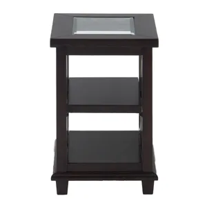 Panama Brown Contemporary Wood And Glass Small End Table