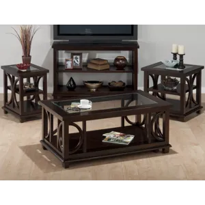 Panama Brown Contemporary Wood And Glass Small End Table
