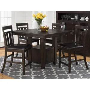 Kona Grove Pub Table with Storage Base and Chairs 5-Piece Set