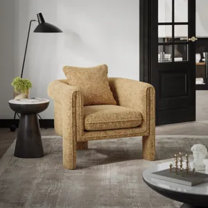 Adley Modern Upholstered Vintage Accent Armchair With Pillow
