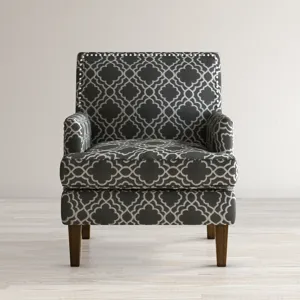 Aubrey Contemporary Geometric Upholstered Accent Chair With Nailhead Trim