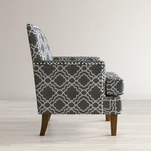 Aubrey Contemporary Geometric Upholstered Accent Chair With Nailhead Trim