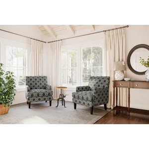 Aubrey Contemporary Geometric Upholstered Accent Chair With Nailhead Trim