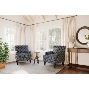 Aubrey Contemporary Geometric Upholstered Accent Chair With Nailhead Trim