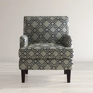 Aubrey Contemporary Geometric Upholstered Accent Chair With Nailhead Trim