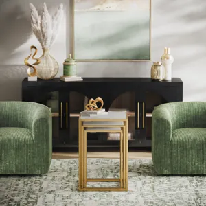 Biggs Modern Corduroy Upholstered Curved Barrel Swivel Accent Chair