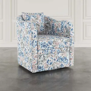 Daisy Bloom Classic Traditional Swivel Accent Armchair With Pillow