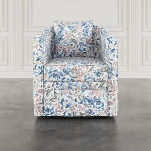 Daisy Bloom Classic Traditional Swivel Accent Armchair With Pillow