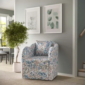 Daisy Bloom Classic Traditional Swivel Accent Armchair With Pillow