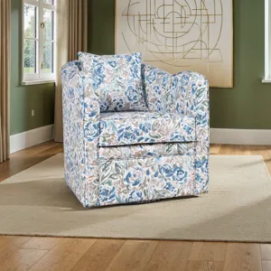 Daisy Bloom Classic Traditional Swivel Accent Armchair With Pillow