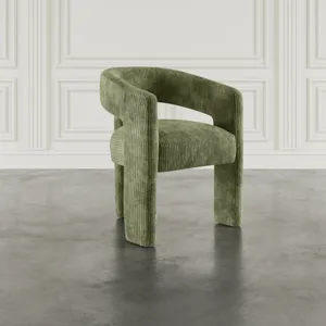 Bowen Modern Three-Leg Upholstered Accent Dining Armchair With Corduroy Fabric