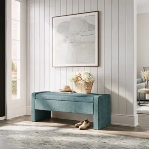 Braun 48\" Contemporary Upholstered Modern Bedroom Hallway Storage Bench