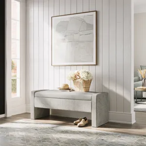 Braun 48\" Contemporary Upholstered Modern Bedroom Hallway Storage Bench