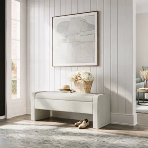 Braun 48\" Contemporary Upholstered Modern Bedroom Hallway Storage Bench