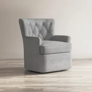 Bryson Transitional Upholstered Swivel Chair With Nailhead Trim