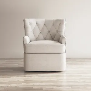 Bryson Transitional Upholstered Swivel Chair With Nailhead Trim