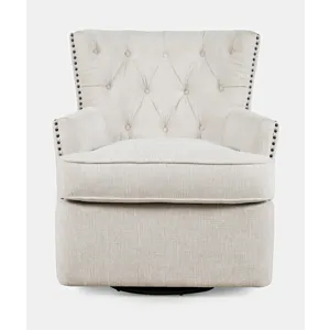 Bryson Transitional Upholstered Swivel Chair With Nailhead Trim