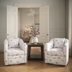 Daisy Bloom Classic Traditional Swivel Accent Armchair With Pillow