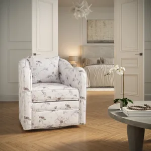 Daisy Bloom Classic Traditional Swivel Accent Armchair With Pillow