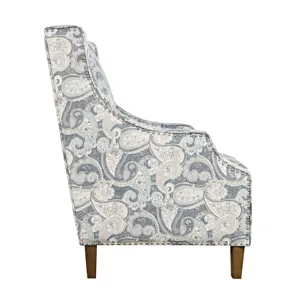 Westbrook Paisley Fabric Transitional Upholstered Accent Chair With Nailhead Trim