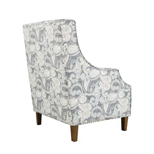 Westbrook Paisley Fabric Transitional Upholstered Accent Chair With Nailhead Trim