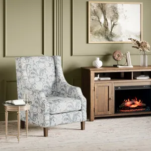Westbrook Paisley Fabric Transitional Upholstered Accent Chair With Nailhead Trim
