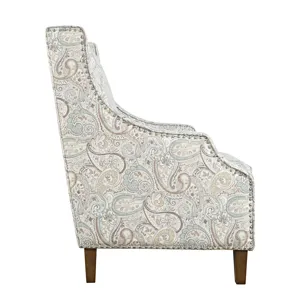 Westbrook Paisley Fabric Transitional Upholstered Accent Chair With Nailhead Trim