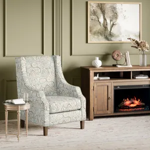 Westbrook Paisley Fabric Transitional Upholstered Accent Chair With Nailhead Trim