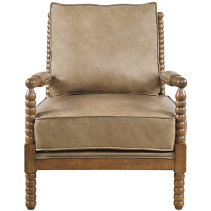 Ellsey Spindle Arm Faux Buff Leather Accent Chair