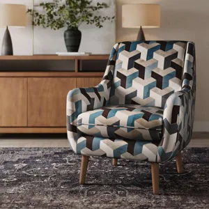 Nielsen Mid-Century Modern Upholstered Geometric Lounge Accent Chair