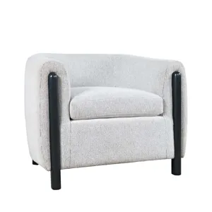 Finn Modern Upholstered Barrel Accent Chair With Exposed Frame