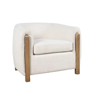 Finn Modern Upholstered Barrel Accent Chair With Exposed Frame