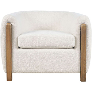 Finn Modern Upholstered Barrel Accent Chair With Exposed Frame