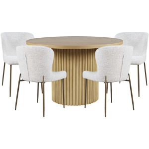 Auden Five Piece Mid-Century Modern Dining Set With Performance Upholstered Chairs