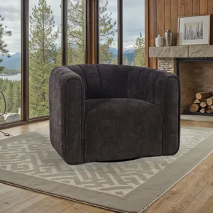 Grande Modern Barrel Swivel Upolstered Tufted Accent Chair