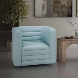 Gt Upholstered Channel Tufted Barrel Accent Swivel Chair
