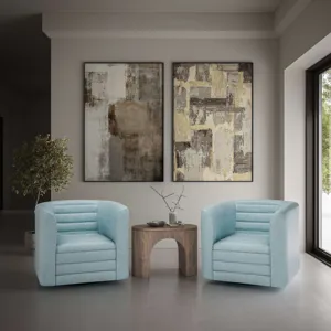 Gt Upholstered Channel Tufted Barrel Accent Swivel Chair