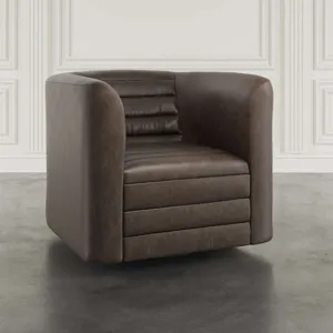 Gt Upholstered Channel Tufted Barrel Accent Swivel Chair