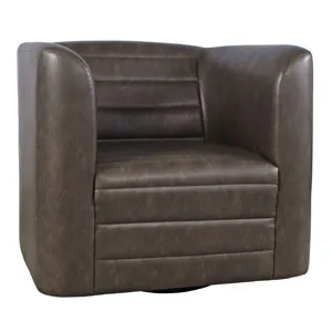 Gt Upholstered Channel Tufted Barrel Accent Swivel Chair