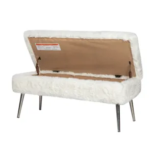 Huggy Luxury Plush Faux Fur Upholstered Storage Bench