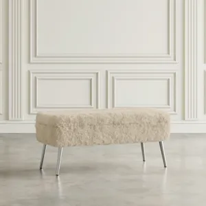 Huggy Luxury Plush Faux Fur Upholstered Storage Bench