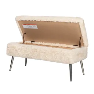 Huggy Luxury Plush Faux Fur Upholstered Storage Bench