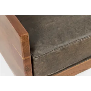 Karma Genuine Leather Solid Wood Rustic Accent Chair