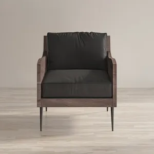 Karma Genuine Leather Solid Wood Rustic Accent Chair