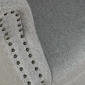 Lily Transitional Contemporary Upholstered Barrel Curved Back Accent Chair With Nailhead Trim