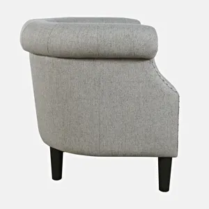 Lily Transitional Contemporary Upholstered Barrel Curved Back Accent Chair With Nailhead Trim